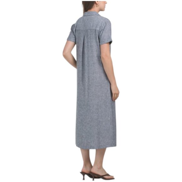 C&C CALIFORNIA Linen Blend Cross Dye Shirt Dress - Picture 2 of 2